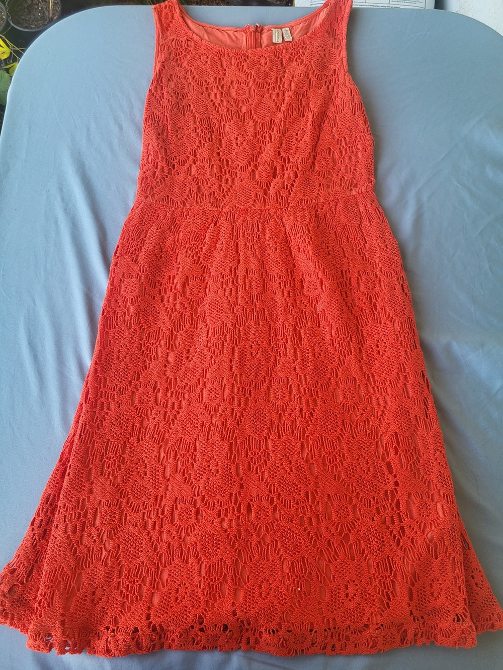Madison Coral Lace Midi Dress